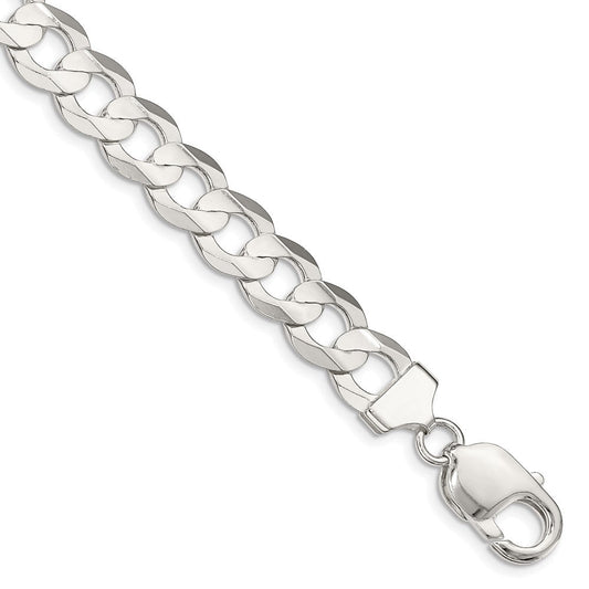 Sterling Silver 9.75mm Concave Beveled Curb Chain QCBC250-8