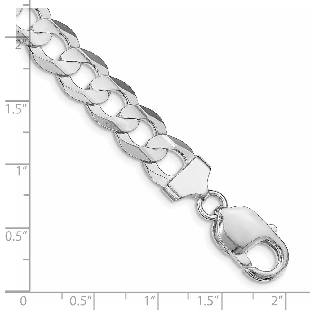 Sterling Silver Rhodium-plated 9.75mm Concave Beveled Curb Chain QCBC250R-8