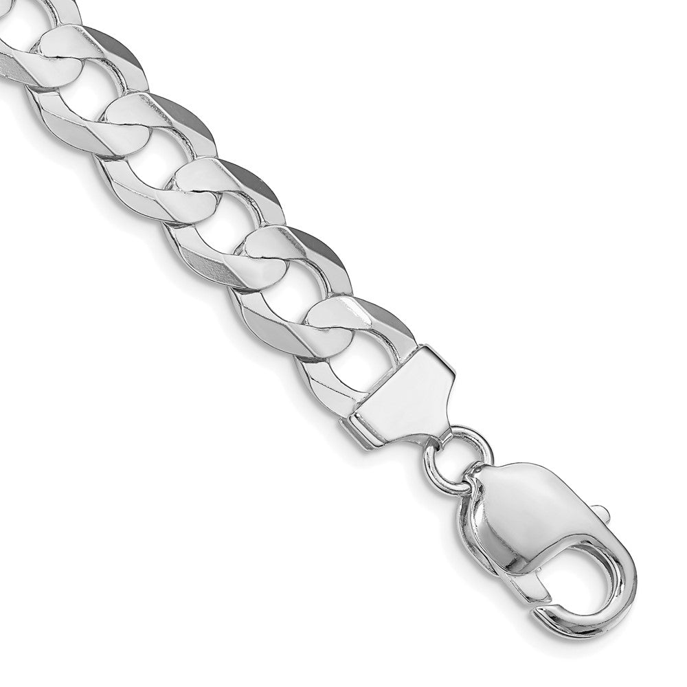 Sterling Silver Rhodium-plated 9.75mm Concave Beveled Curb Chain QCBC250R-8