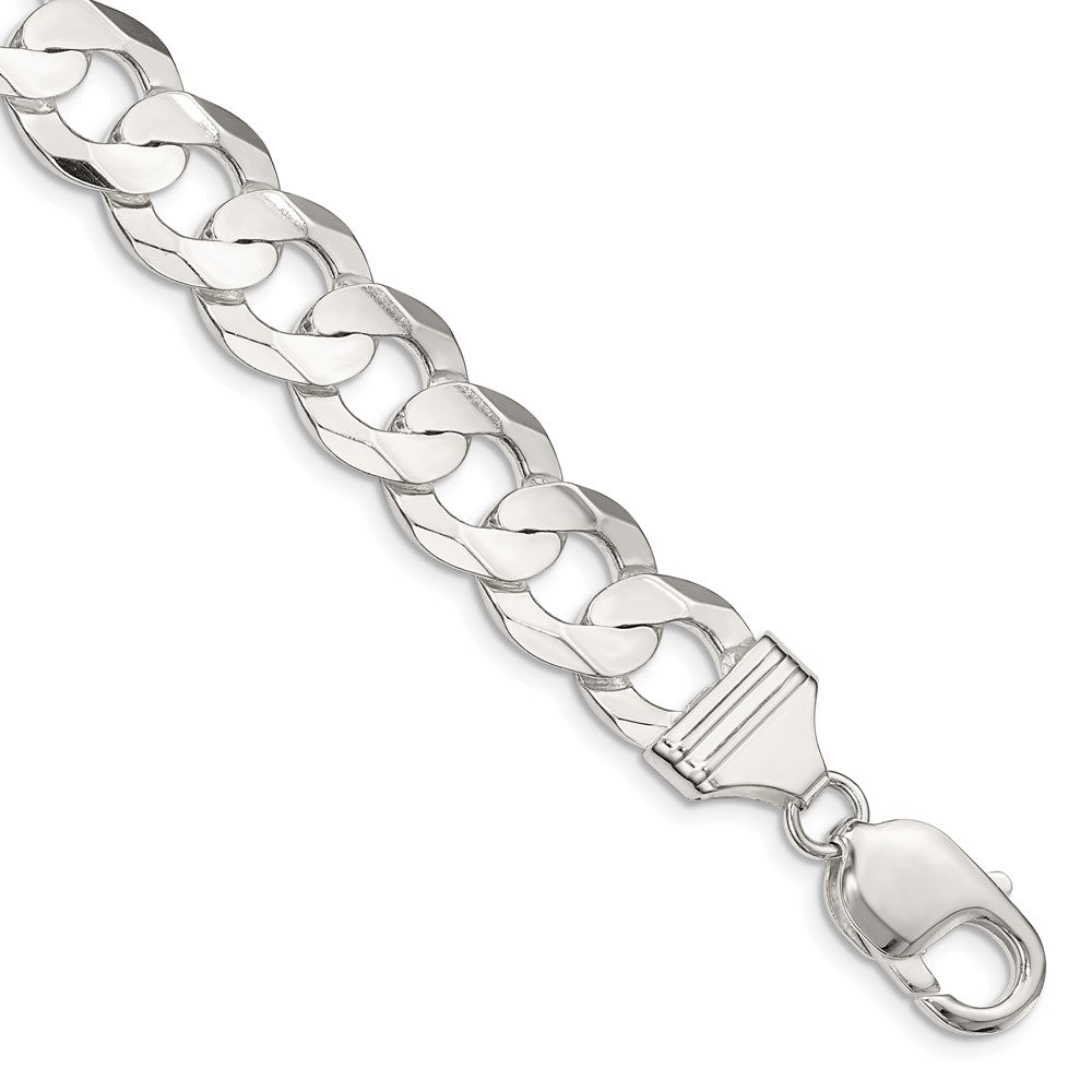 Sterling Silver 11.9mm Concave Beveled Curb Chain QCBC300-8