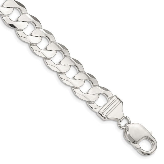Sterling Silver 11.9mm Concave Beveled Curb Chain QCBC300-8