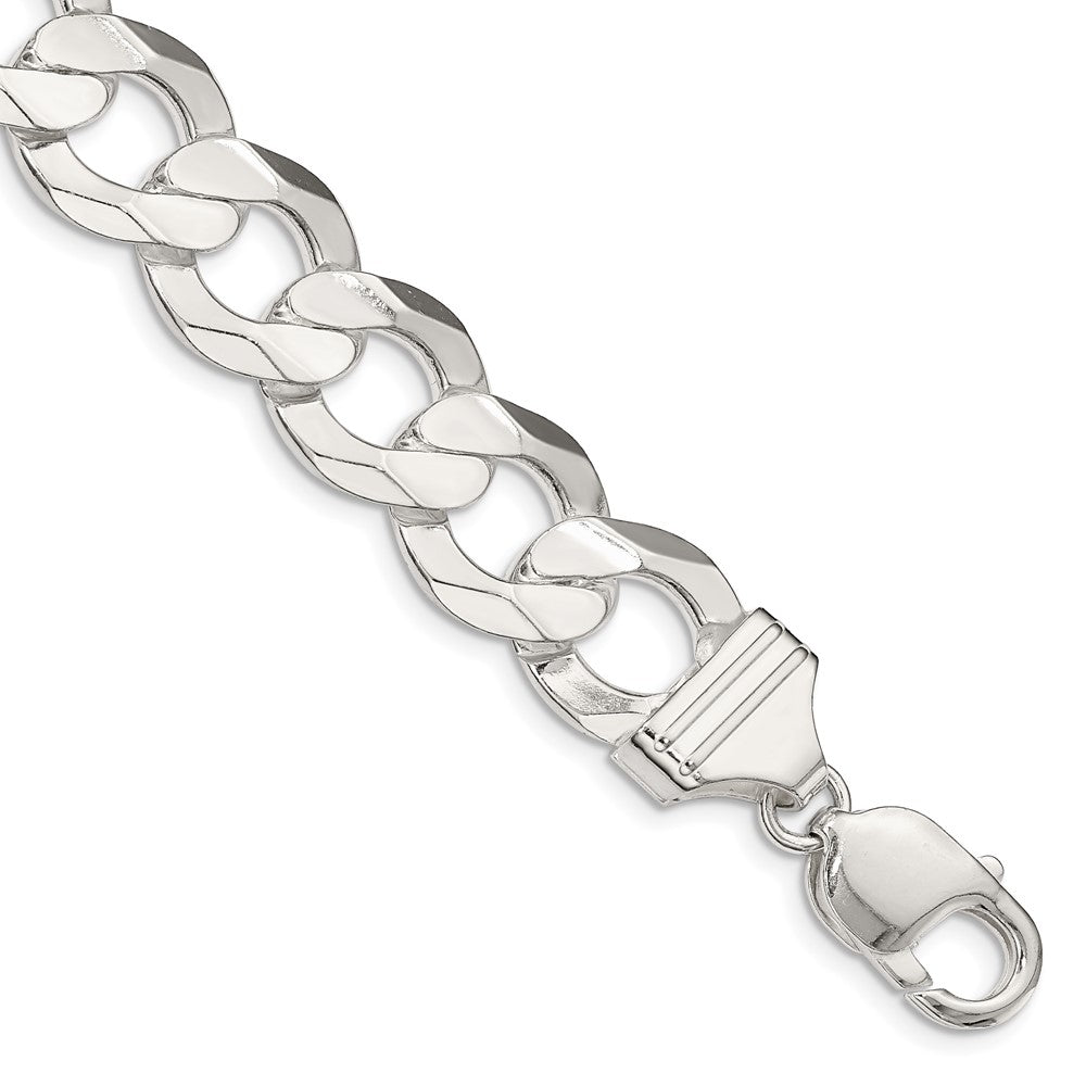 Sterling Silver 14.0mm Concave Beveled Curb Chain QCBC350-8