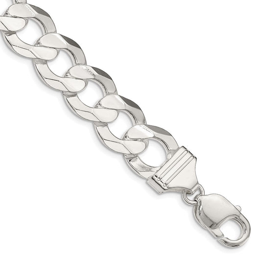 Sterling Silver 14.0mm Concave Beveled Curb Chain QCBC350-8