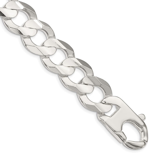 Sterling Silver 15.75mm Concave Beveled Curb Chain QCBC400-8