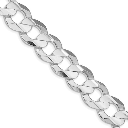 Sterling Silver Rhodium-plated 15.75mm Concave Beveled Curb ChainQCBC400R
