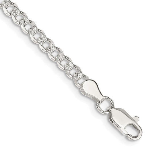 Sterling Silver 3.8mm Pav������������������ Curb Chain QCF100-8