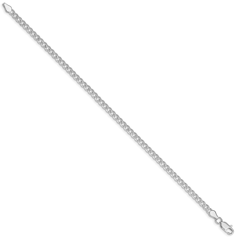 Sterling Silver Rhodium-plated 3.8mm Pav������������������ Curb Chain QCF100R-8