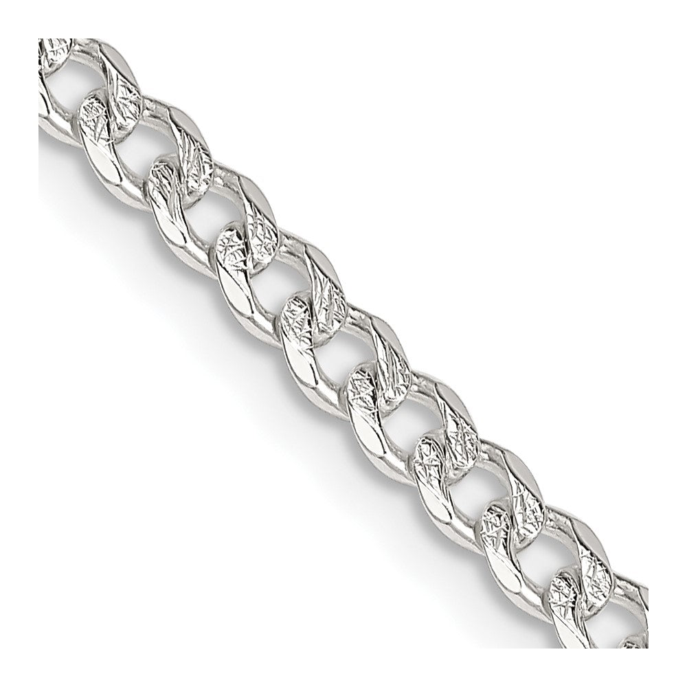 Sterling Silver 3.8mm Pav������������������������������������������������������ Curb ChainQCF100