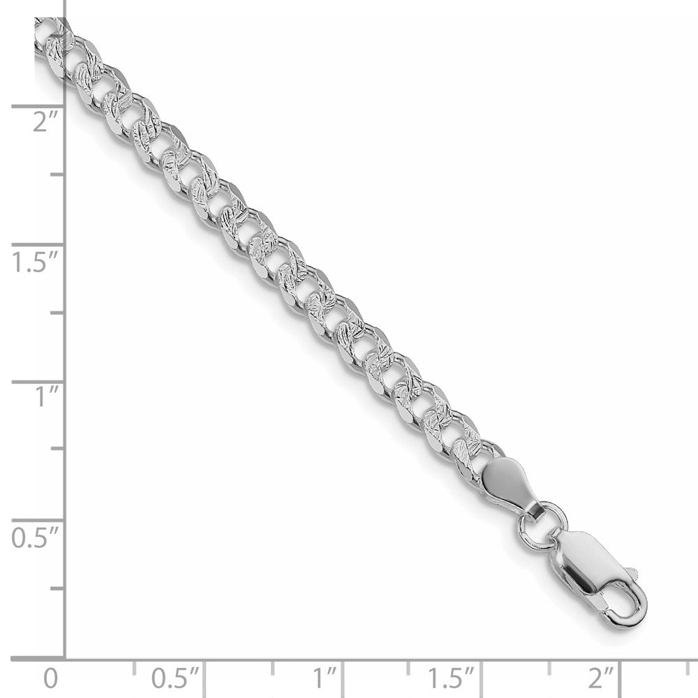 Sterling Silver Rhodium-plated 4.5mm Pav������������������ Curb Chain QCF120R-8