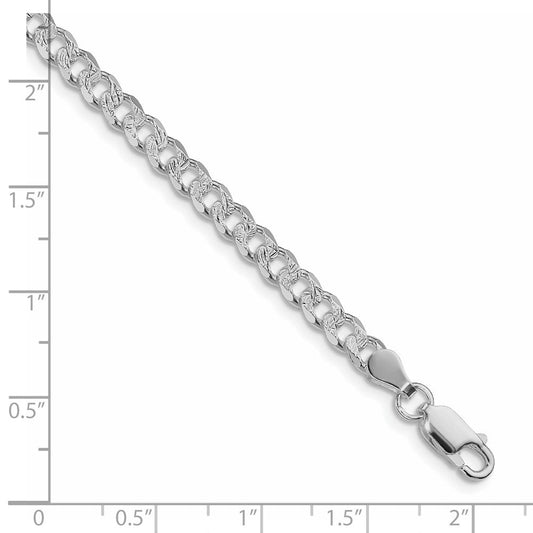 Sterling Silver Rhodium-plated 4.5mm Pav������������������������������������������������������ Curb Chain QCF120R-8