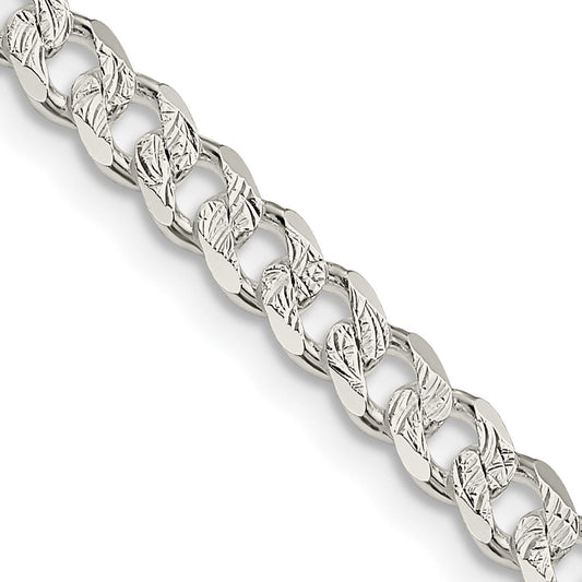 Sterling Silver 4.5mm Pav������������������������������������������������������ Curb ChainQCF120