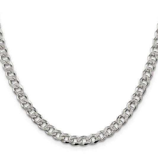 Sterling Silver 5.5mm Pav������������������������������������������������������ Curb ChainQCF150