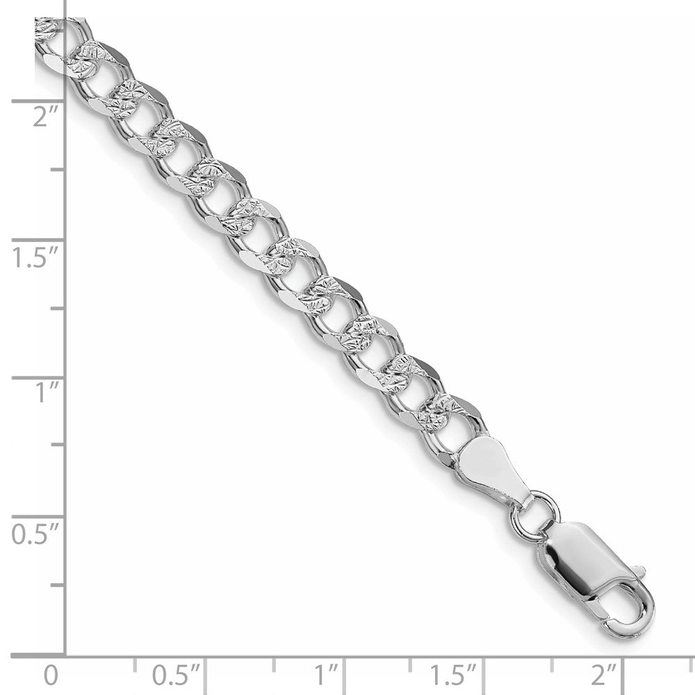 Sterling Silver Rhodium-plated 5.5mm Pav������������������ Curb Chain QCF150R-8