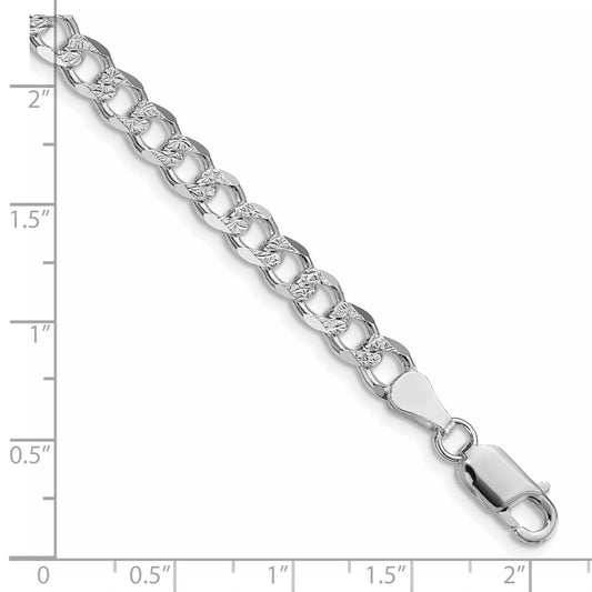Sterling Silver Rhodium-plated 5.5mm Pav������������������������������������������������������ Curb Chain QCF150R-8