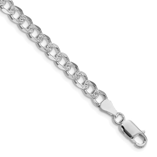 Sterling Silver Rhodium-plated 5.5mm Pav������������������ Curb Chain QCF150R-8