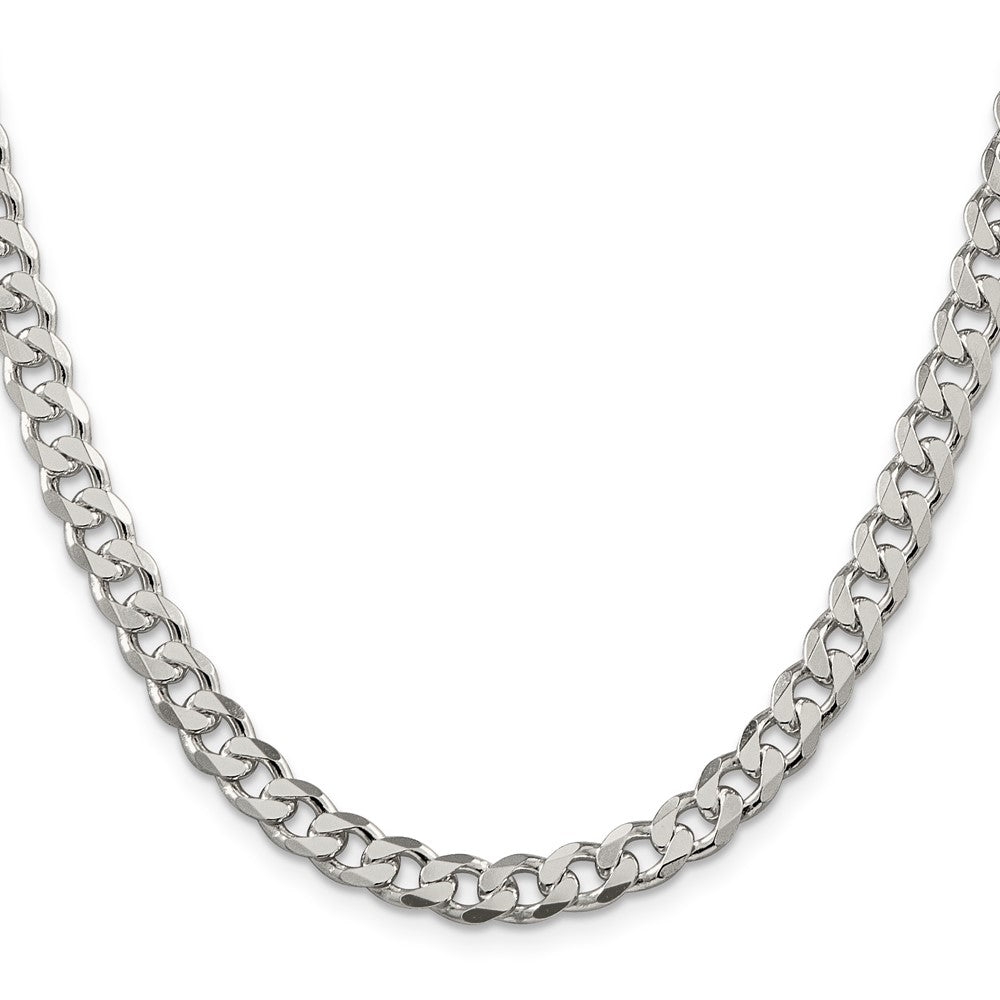 Sterling Silver 7mm Pav������������������������������������������������������ Curb ChainQCF180