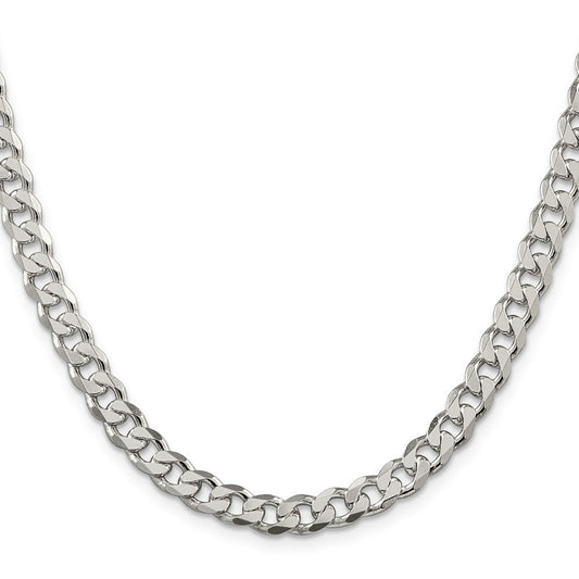 Sterling Silver 7mm Pav������������������������������������������������������ Curb ChainQCF180