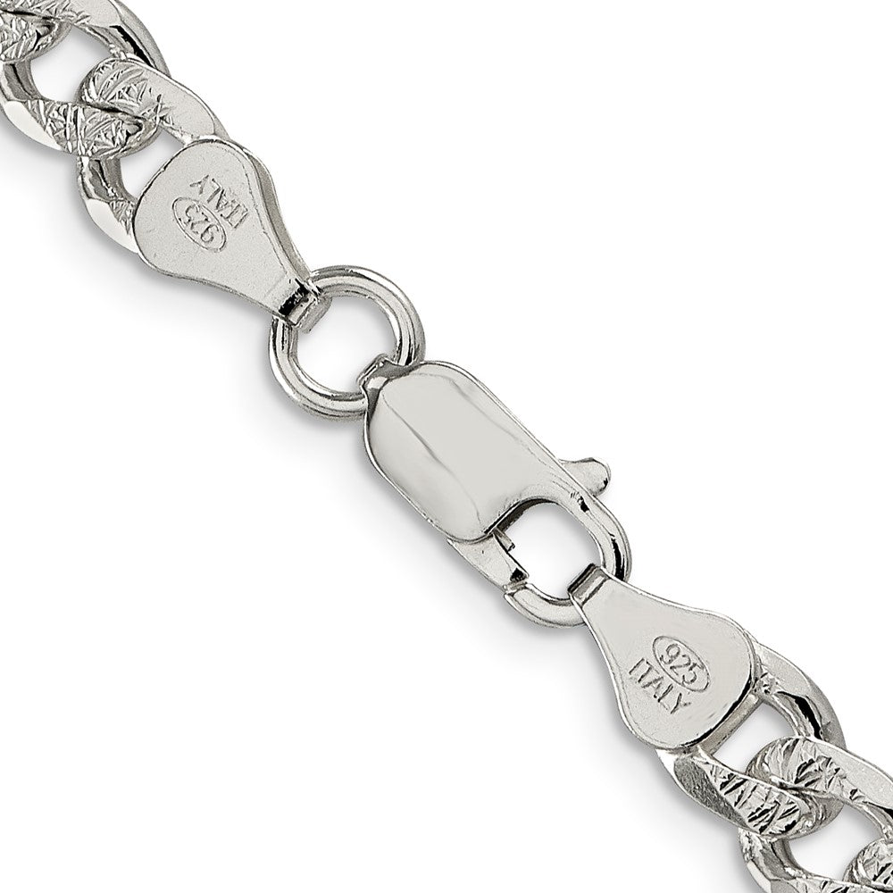 Sterling Silver 7mm Pav������������������������������������������������������ Curb ChainQCF180