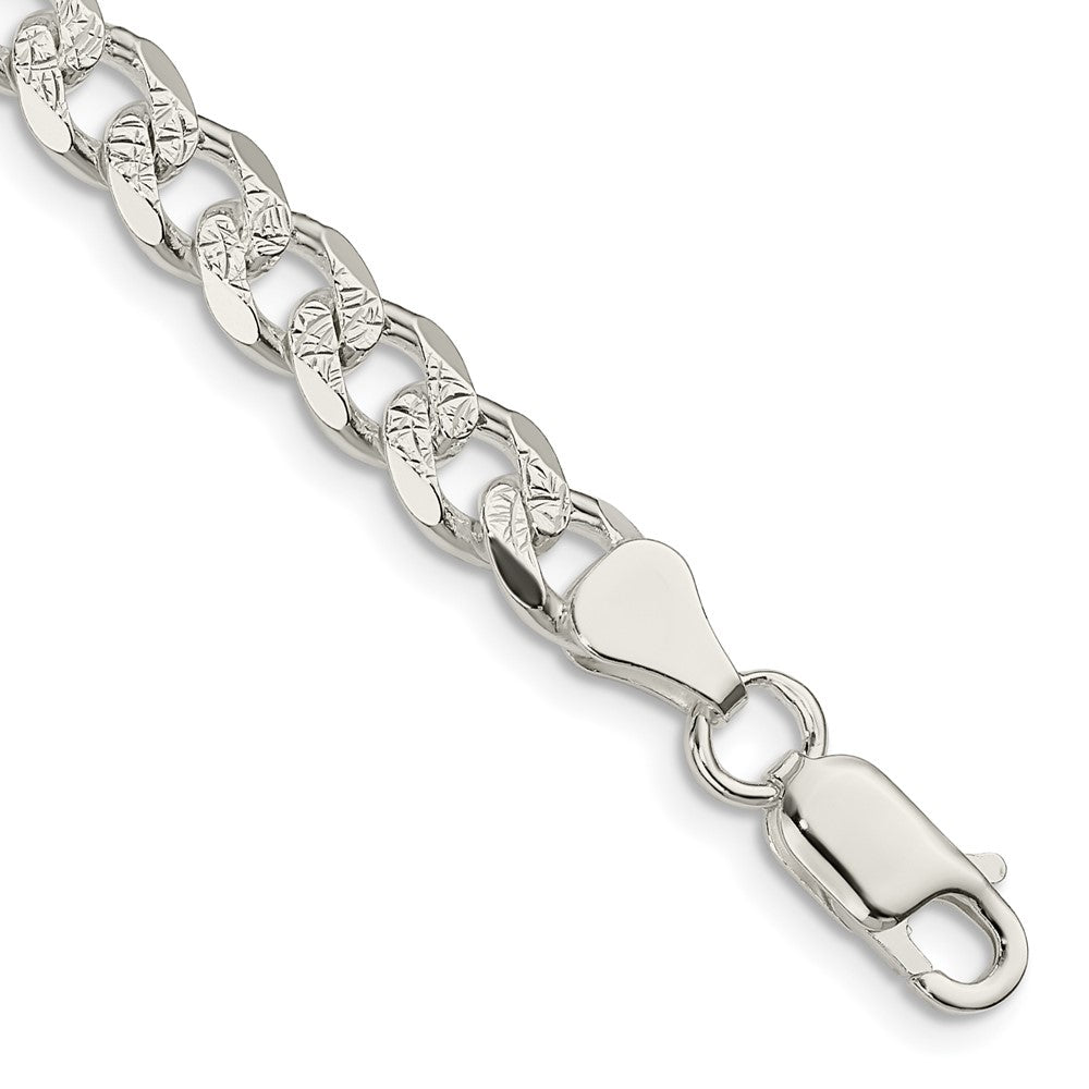 Sterling Silver 7mm Pav������������������ Curb Chain QCF180-8