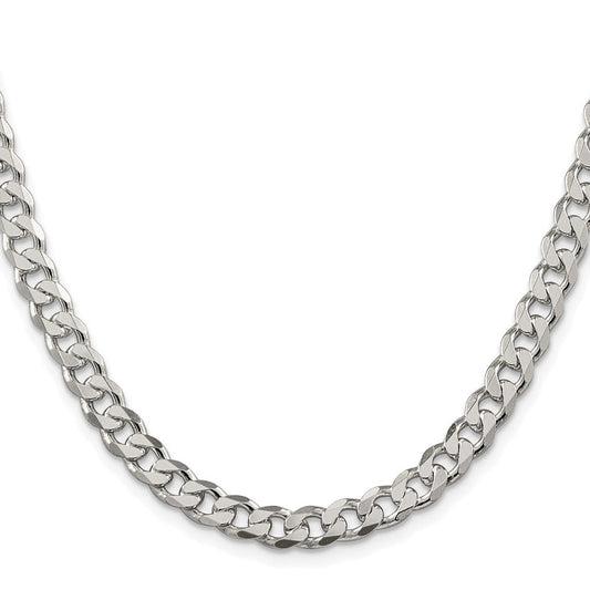 Sterling Silver Rhodium-plated 7mm Pav������������������������������������������������������ Curb ChainQCF180R