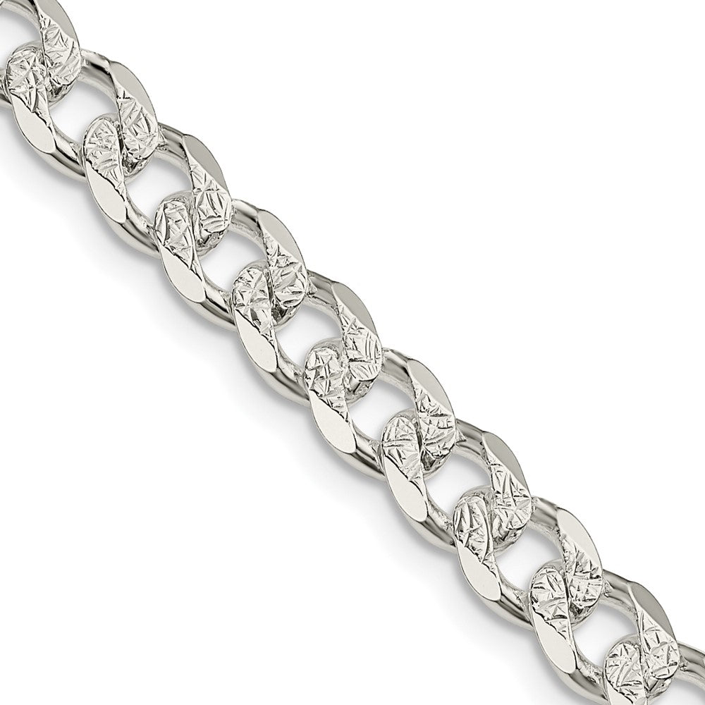 Sterling Silver 7mm Pav������������������������������������������������������ Curb ChainQCF180