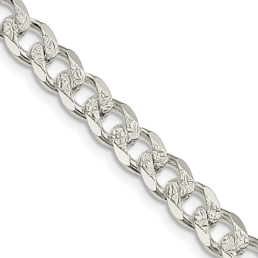 Sterling Silver 7mm Pav������������������������������������������������������ Curb ChainQCF180
