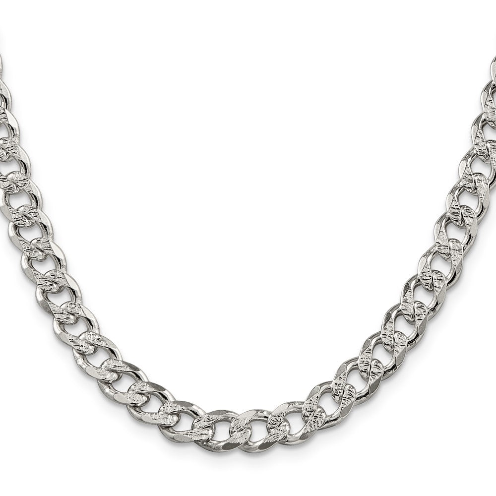 Sterling Silver 7.5mm Pav������������������������������������������������������ Curb ChainQCF200