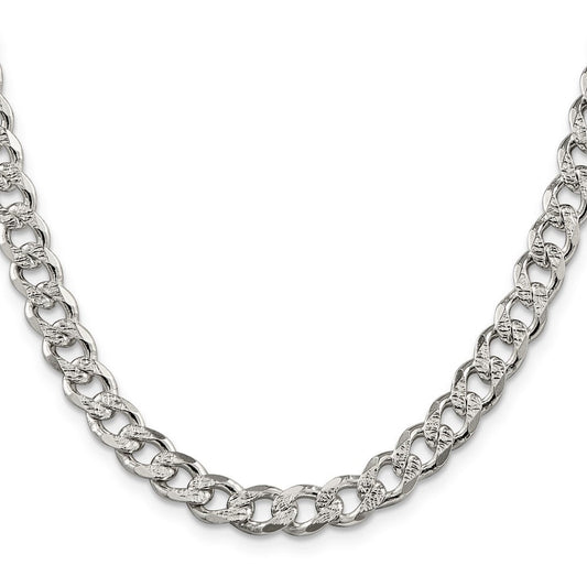 Sterling Silver 7.5mm Pav������������������������������������������������������ Curb ChainQCF200