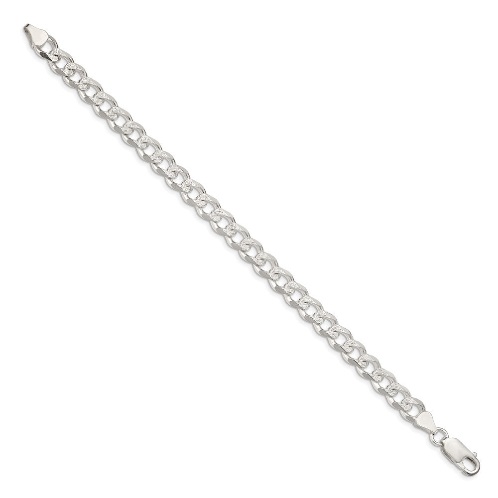 Sterling Silver 7.5mm Pave Curb Chain QCF200-8