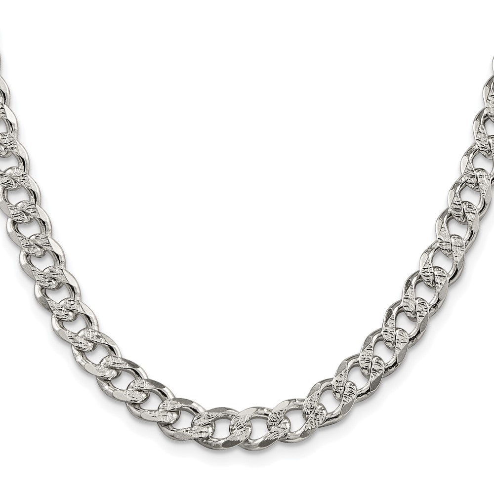 Sterling Silver Rhodium-plated 7.5mm Pav������������������������������������������������������ Curb ChainQCF200R