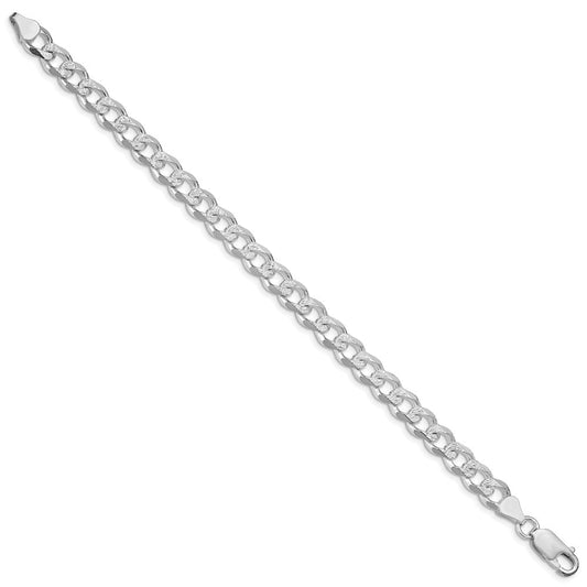 Sterling Silver Rhodium-plated 7.5mm Pav������������������ Curb Chain QCF200R-8