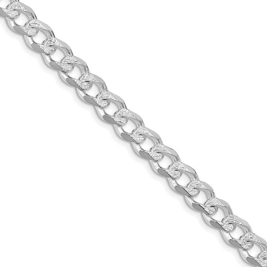 Sterling Silver Rhodium-plated 7.5mm Pav������������������������������������������������������ Curb ChainQCF200R