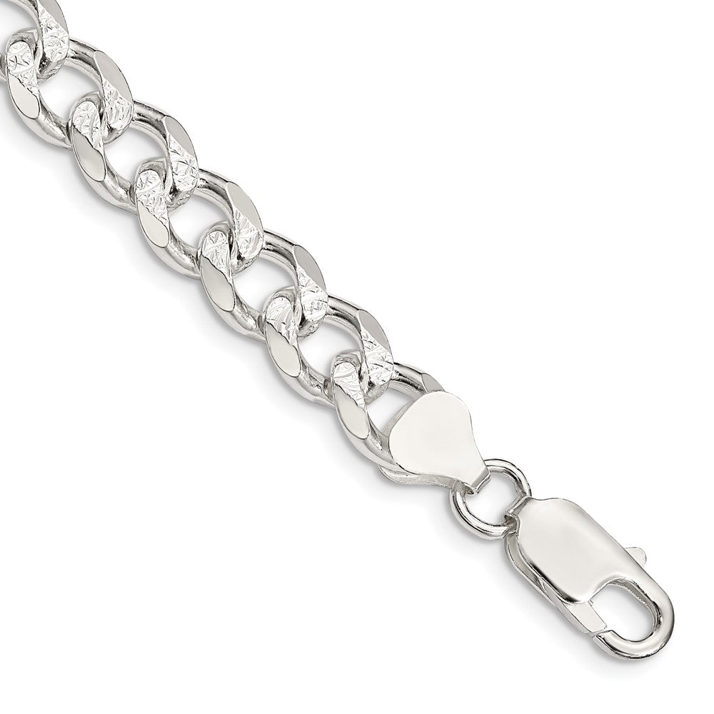 Sterling Silver 8.3mm Pav������������������ Curb Chain QCF220-8