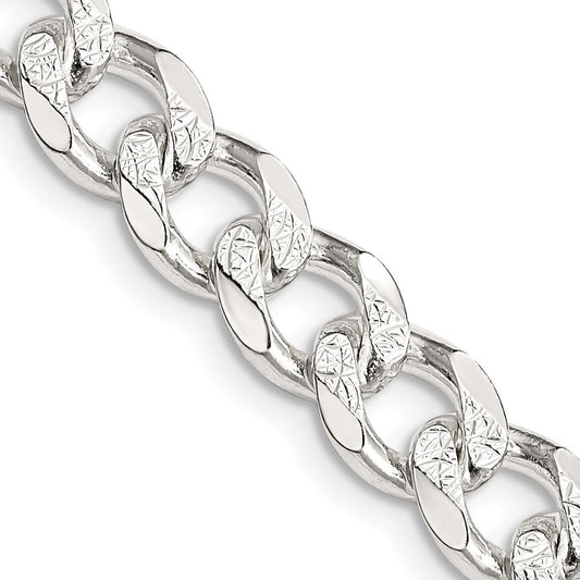 Sterling Silver 8.3mm Pav������������������������������������������������������ Curb ChainQCF220