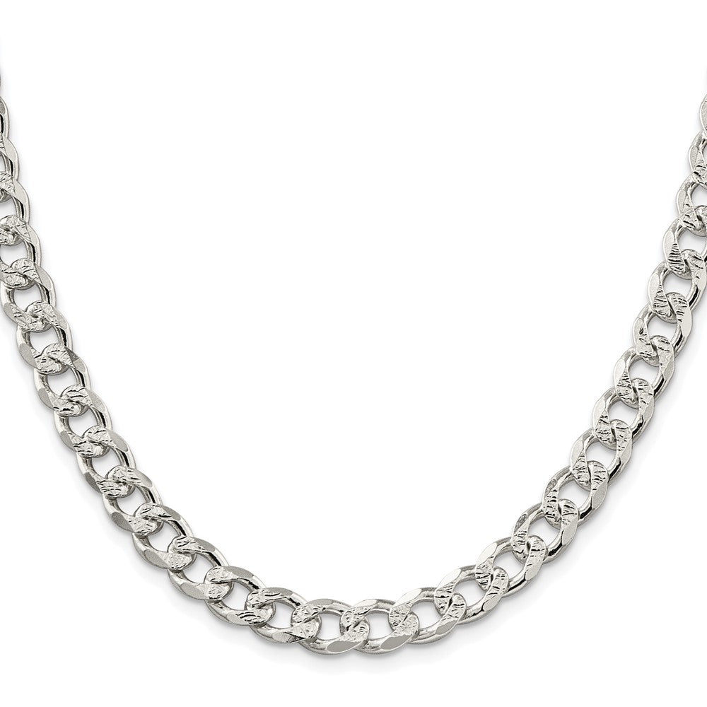 Sterling Silver Rhodium-plated 8.3mm Pav������������������������������������������������������ Curb ChainQCF220R