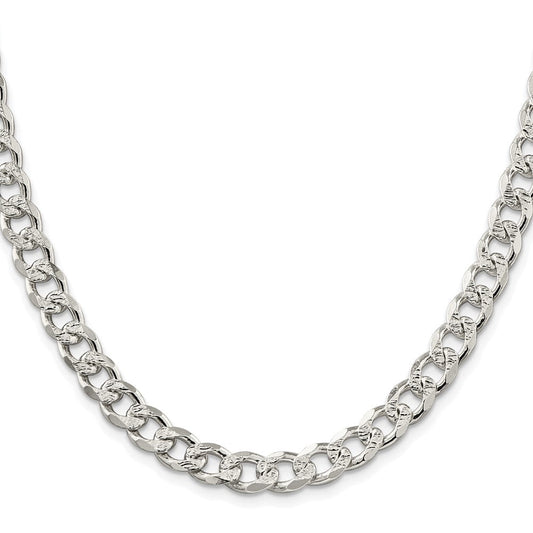 Sterling Silver Rhodium-plated 8.3mm Pav������������������������������������������������������ Curb ChainQCF220R