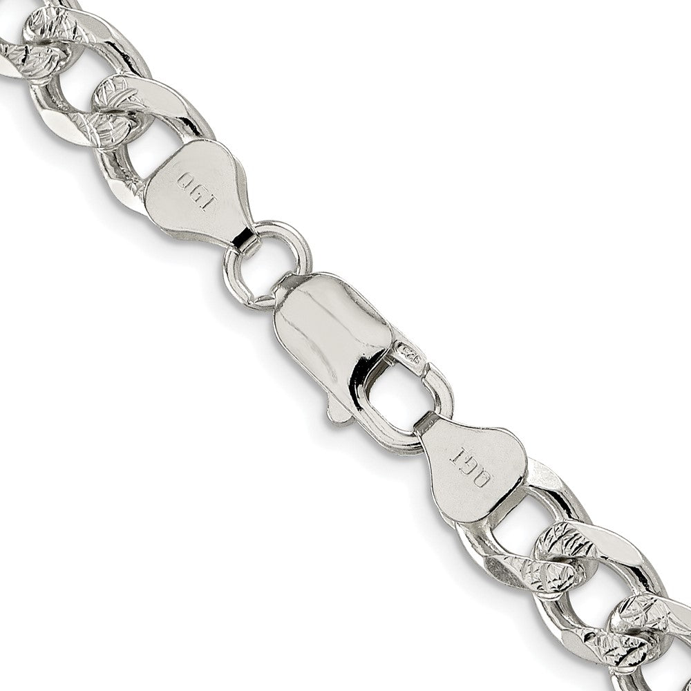Sterling Silver Rhodium-plated 8.3mm Pav������������������������������������������������������ Curb ChainQCF220R