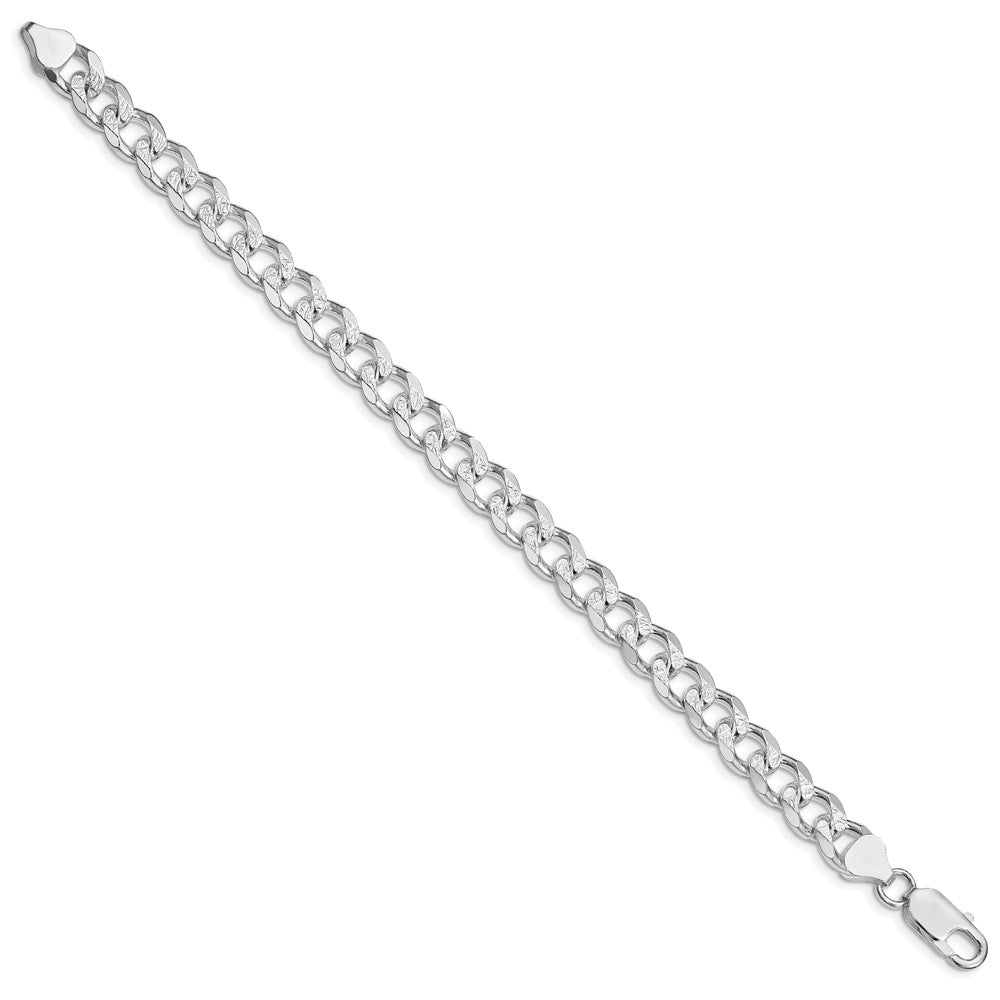 Sterling Silver Rhodium-plated 8.3mm Pav������������������������������������������������������ Curb Chain QCF220R-8