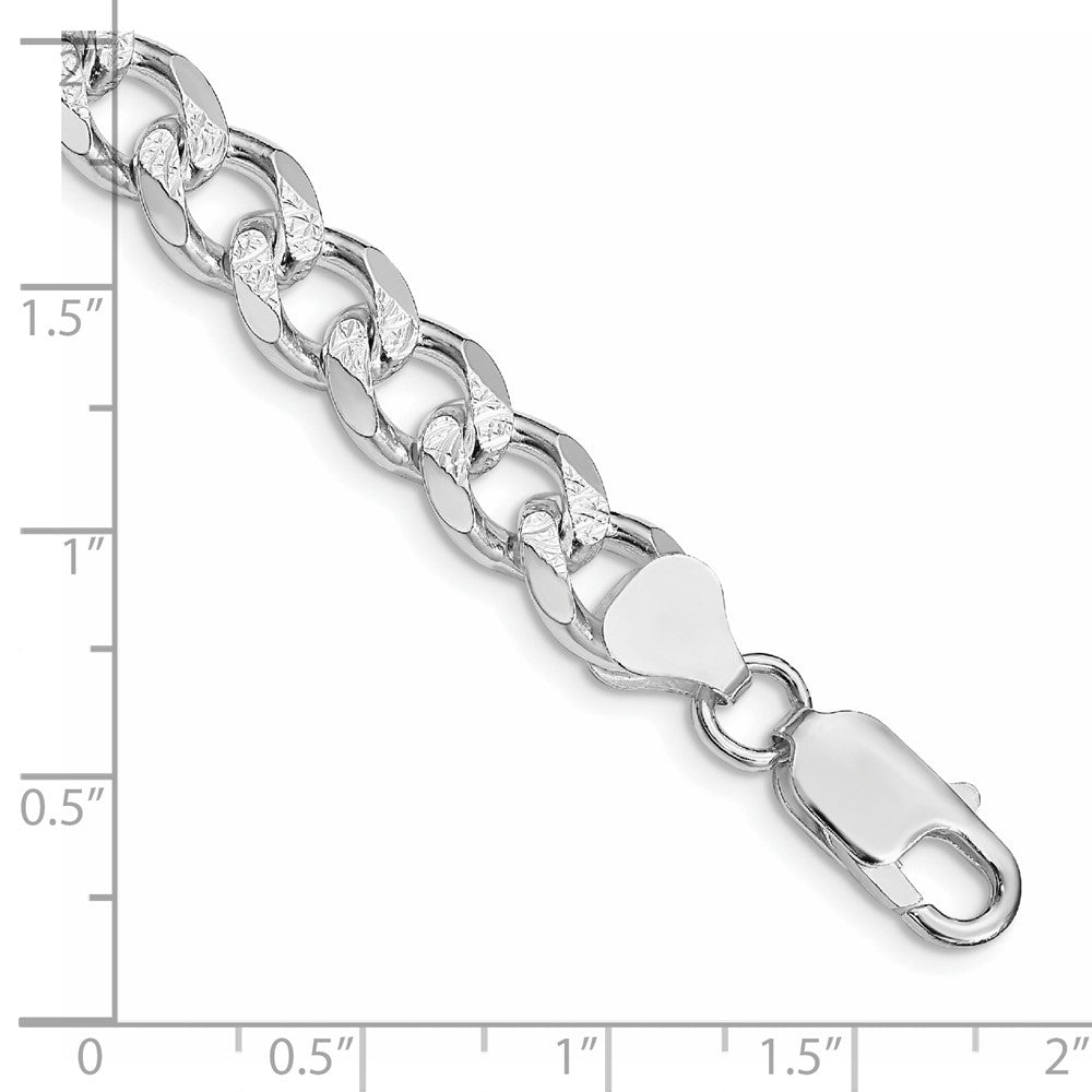 Sterling Silver Rhodium-plated 8.3mm Pav������������������������������������������������������ Curb Chain QCF220R-8