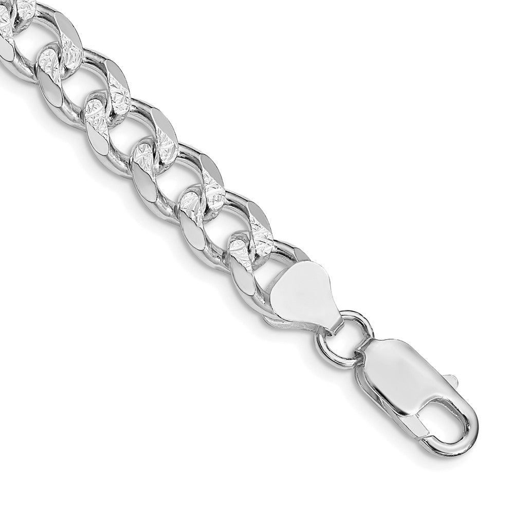 Sterling Silver Rhodium-plated 8.3mm Pav������������������������������������������������������ Curb Chain QCF220R-8