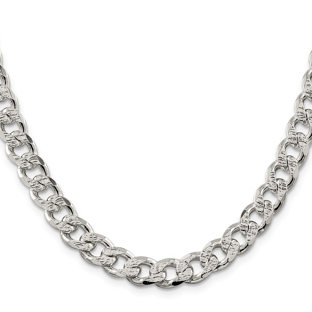 Sterling Silver 9.3mm Pav������������������������������������������������������ Curb ChainQCF250
