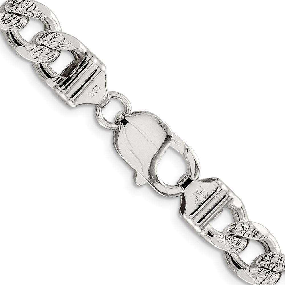 Sterling Silver 9.3mm Pav������������������������������������������������������ Curb ChainQCF250