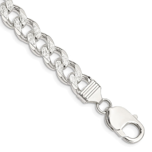 Sterling Silver 9.3mm Pav������������������ Curb Chain QCF250-8