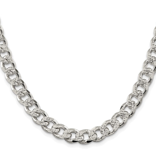 Sterling Silver Rhodium-plated 9.3mm Pav������������������������������������������������������ Curb ChainQCF250R