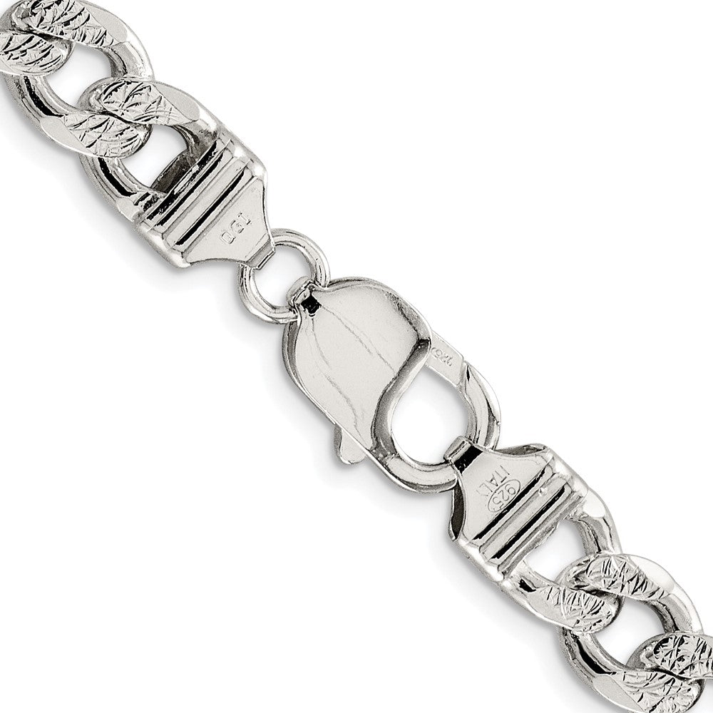 Sterling Silver Rhodium-plated 9.3mm Pav������������������������������������������������������ Curb ChainQCF250R