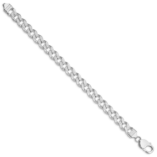 Sterling Silver Rhodium-plated 9.3mm Pav������������������������������������������������������ Curb Chain QCF250R-8