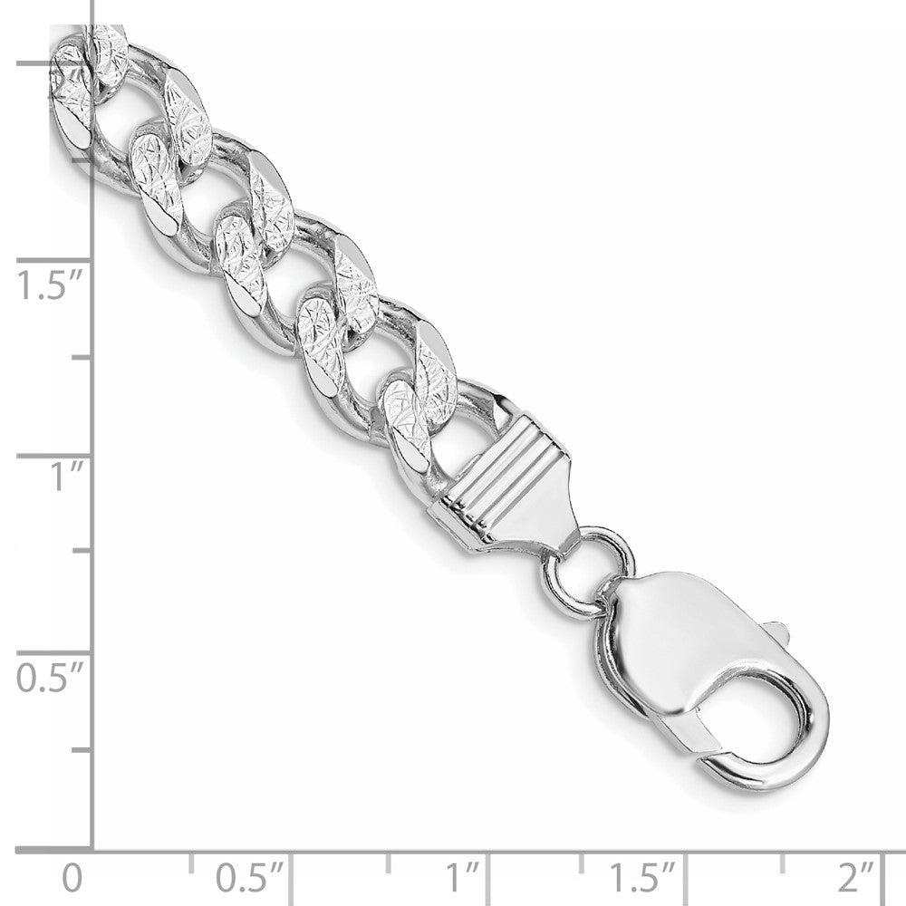 Sterling Silver Rhodium-plated 9.3mm Pav������������������������������������������������������ Curb Chain QCF250R-8
