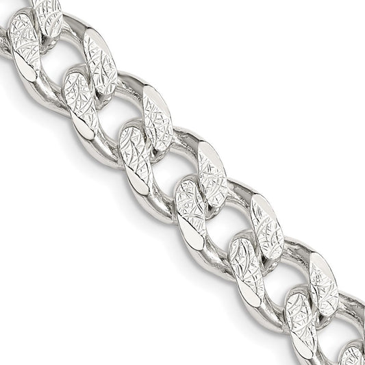 Sterling Silver 9.3mm Pav������������������������������������������������������ Curb ChainQCF250