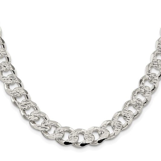 Sterling Silver Rhodium-plated 11.0mm Pav������������������������������������������������������ Curb ChainQCF300R