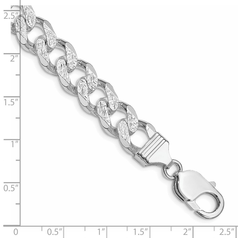Sterling Silver Rhodium-plated 11.0mm Pav������������������������������������������������������ Curb Chain QCF300R-8